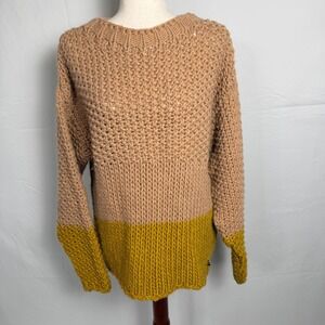 Dixie Womens Chunky Knit Colorblock Sweater Oversized, grannycore, Cozy, winter